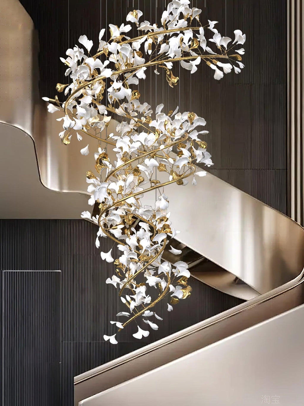 Eloria Cascading Floral Spiral Chandelier