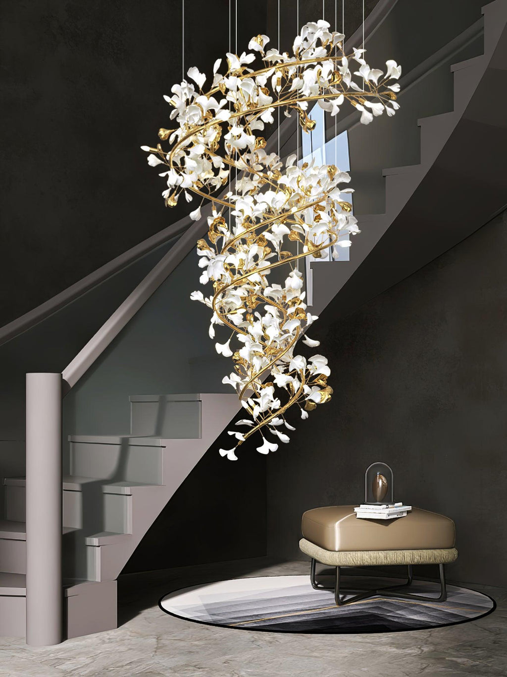 Eloria Cascading Floral Spiral Chandelier