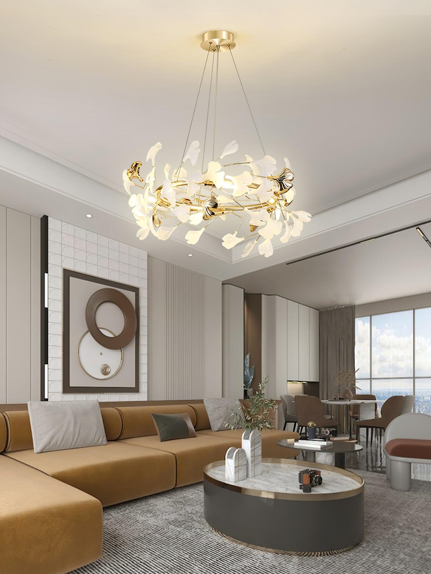 Chandelier White Ceramic Ginkgo Petals  U