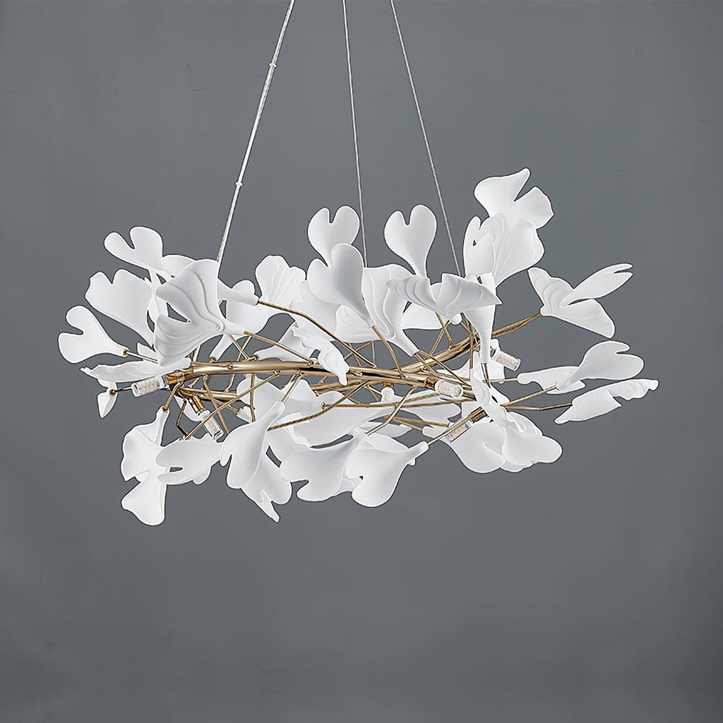 Chandelier White Ceramic Ginkgo Petals  U