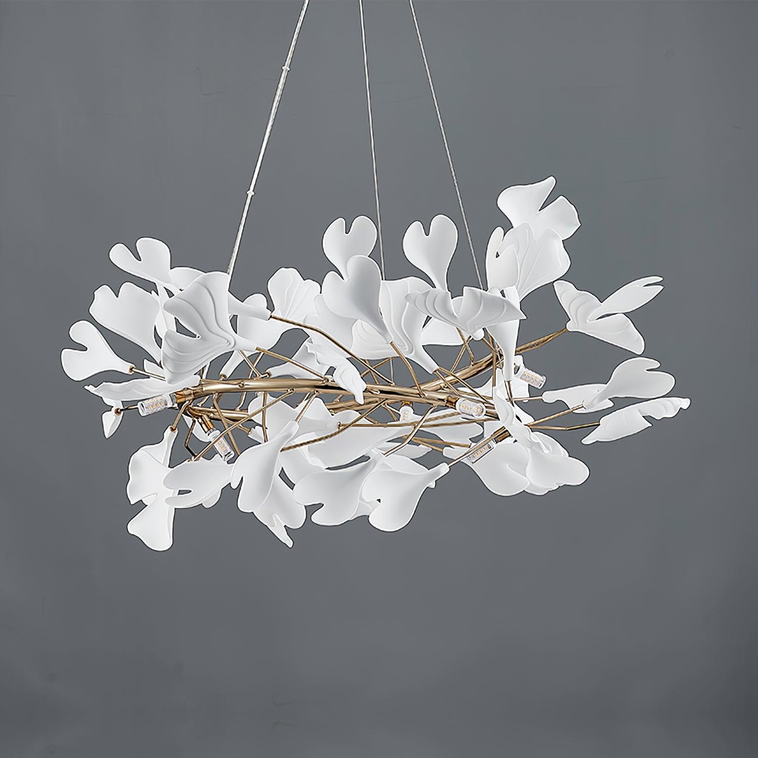 Chandelier White Ceramic Ginkgo Petals  U