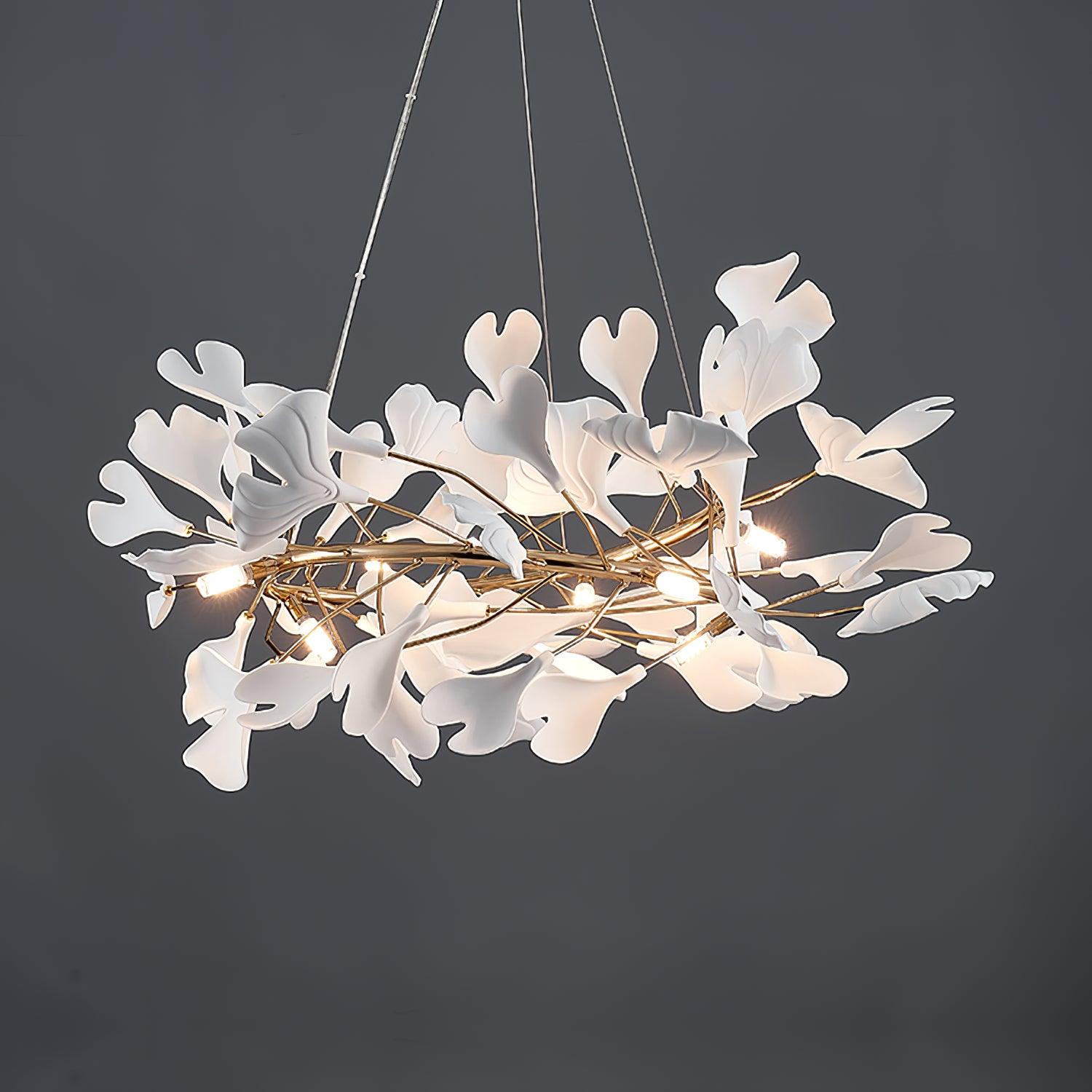 Chandelier White Ceramic Ginkgo Petals  U