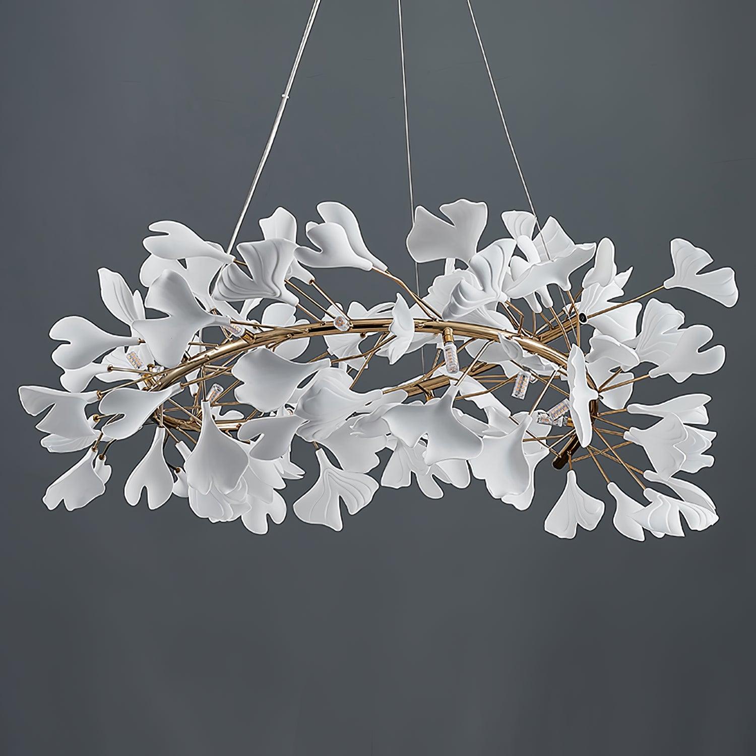 Chandelier White Ceramic Ginkgo Petals  U