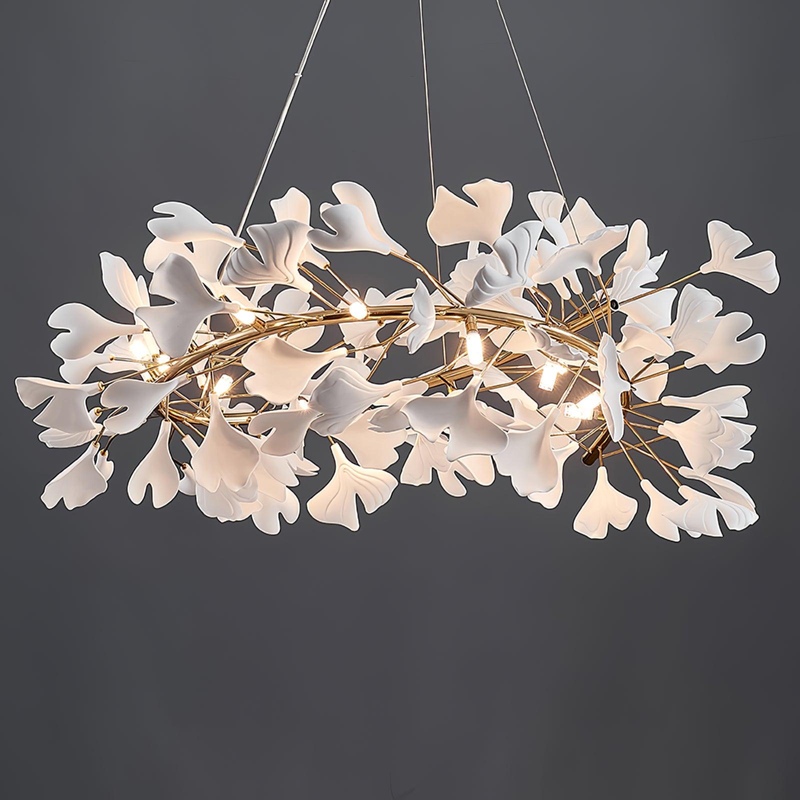 Chandelier White Ceramic Ginkgo Petals  U