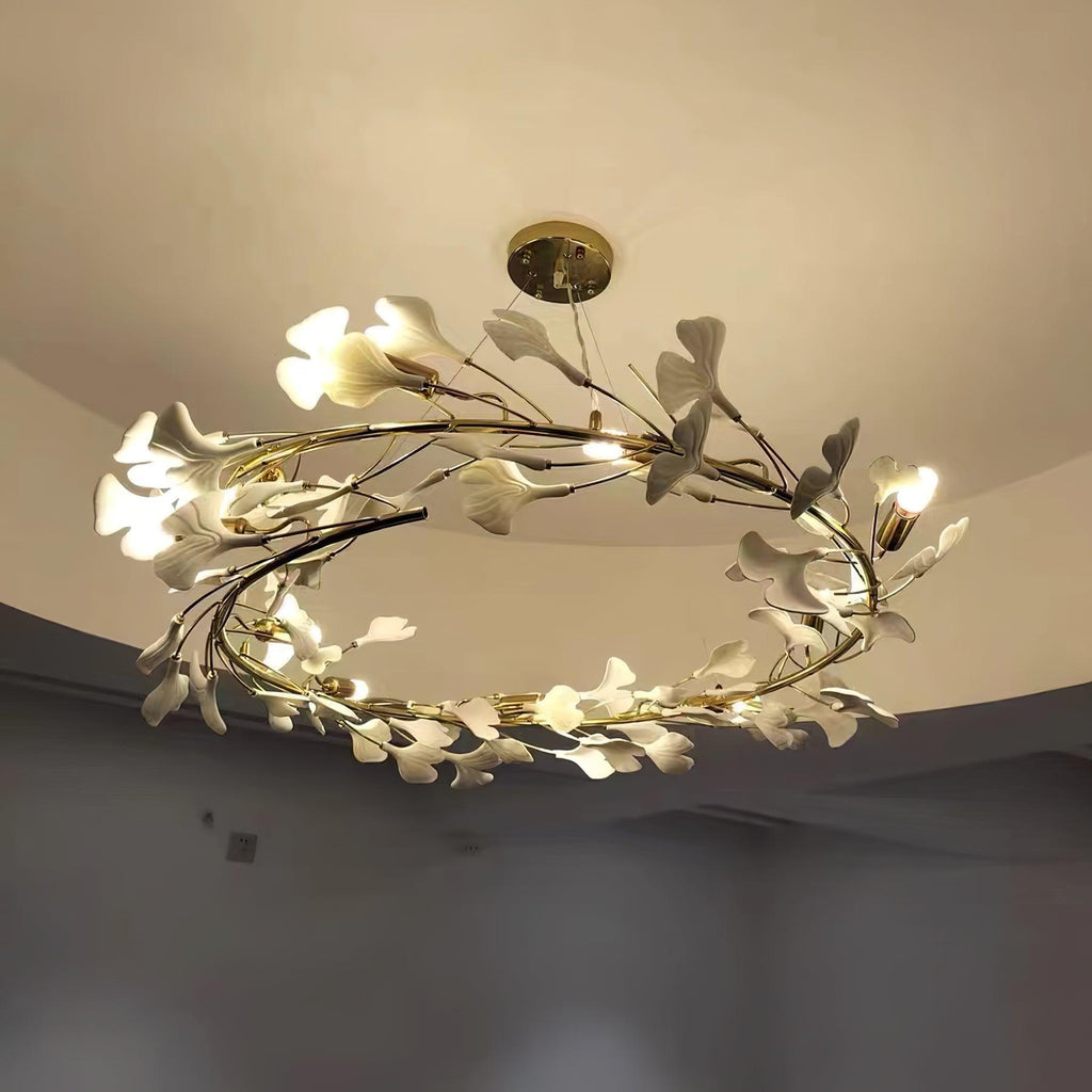 Chandelier White Ceramic Ginkgo Petals  U