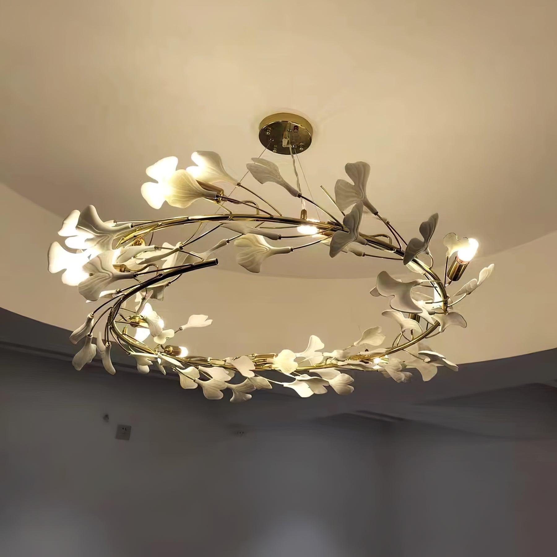 Chandelier White Ceramic Ginkgo Petals  U