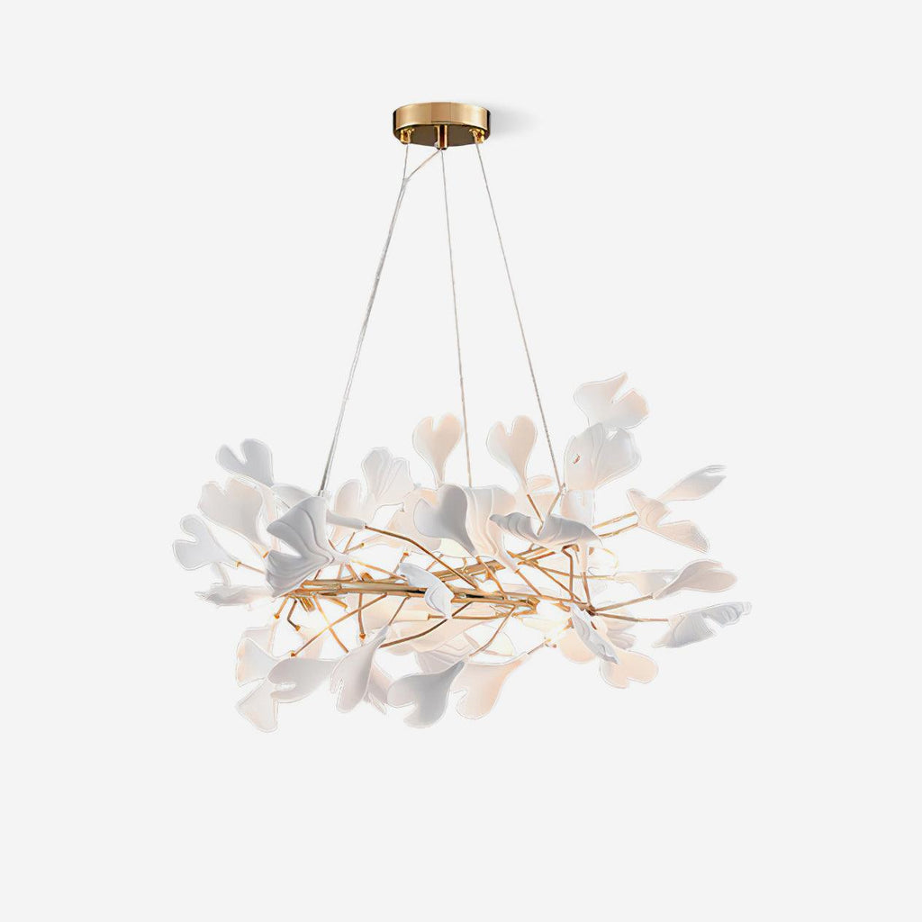 Chandelier White Ceramic Ginkgo Petals  U