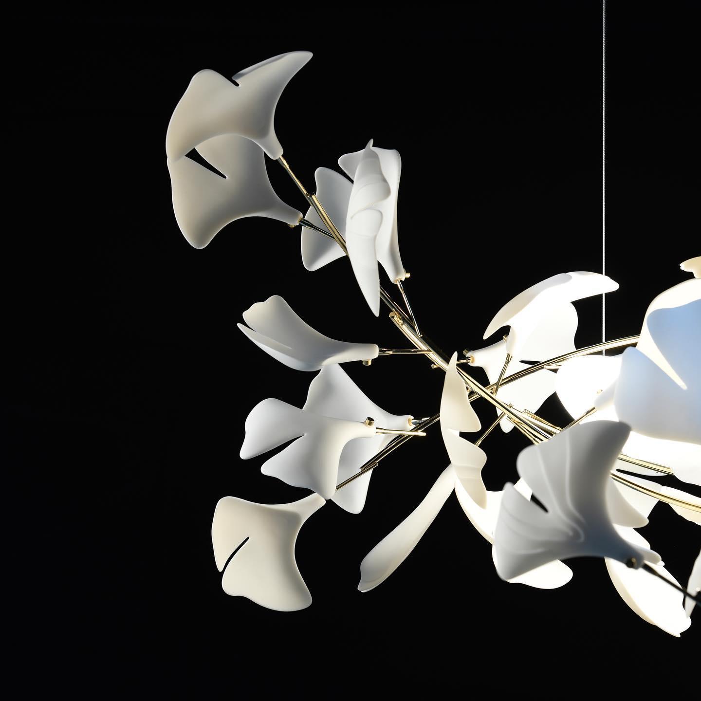 Chandelier White Ceramic Ginkgo Petals  U