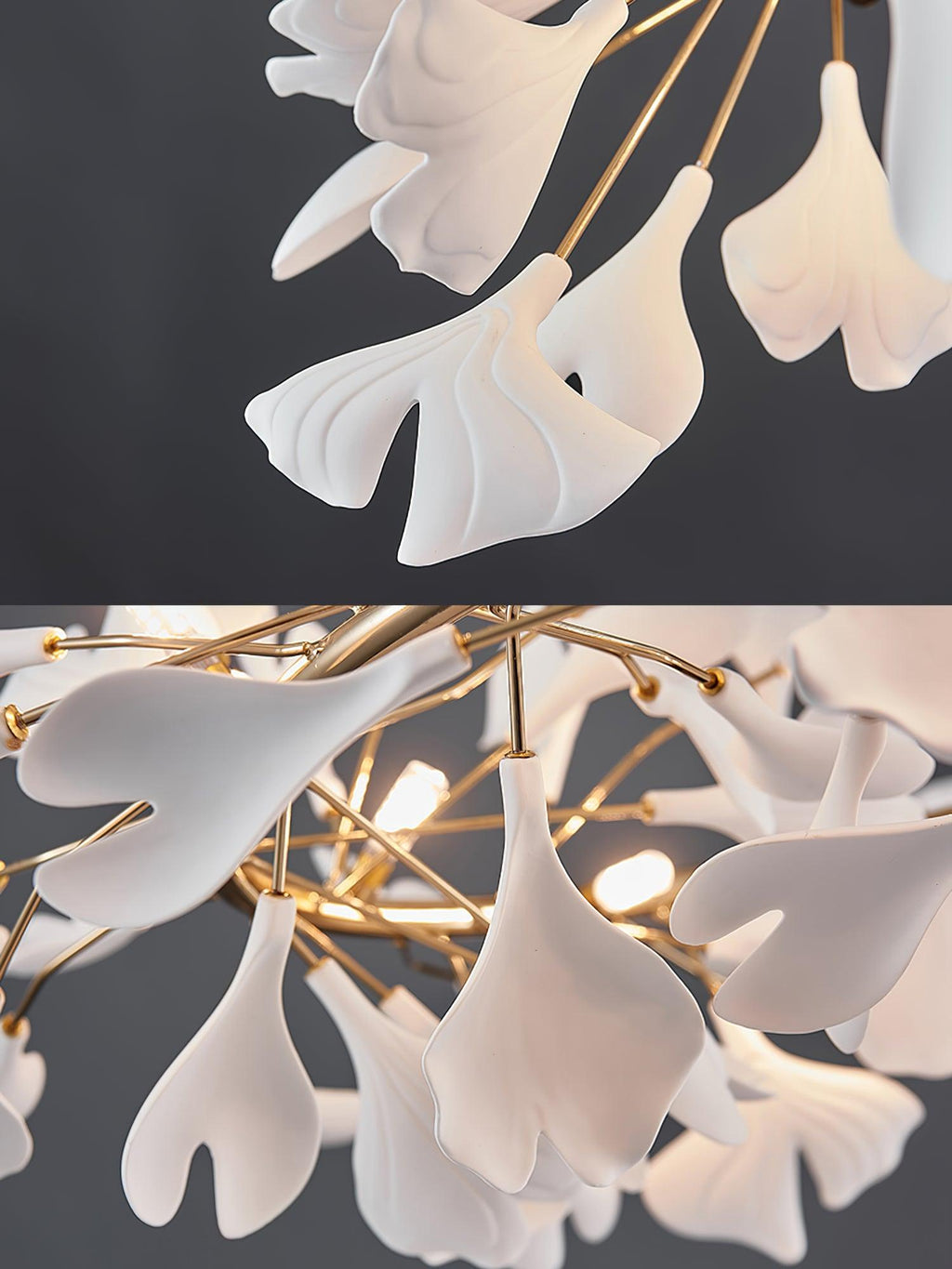 Chandelier White Ceramic Ginkgo Petals  U