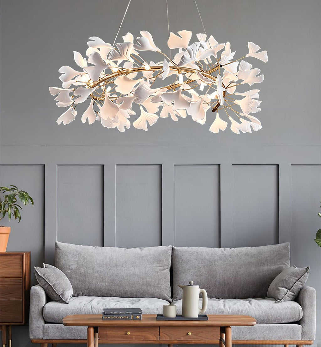 Chandelier White Ceramic Ginkgo Petals  U