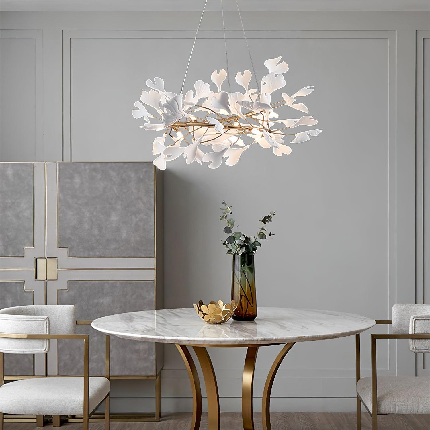 Chandelier White Ceramic Ginkgo Petals  U
