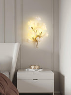 Wall Lamp Gingko Ceramic Petal Shades Gold Art Nouveau