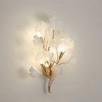 Wall Lamp Gingko Ceramic Petal Shades Gold Art Nouveau