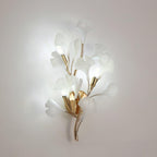 Wall Lamp Gingko Ceramic Petal Shades Gold Art Nouveau