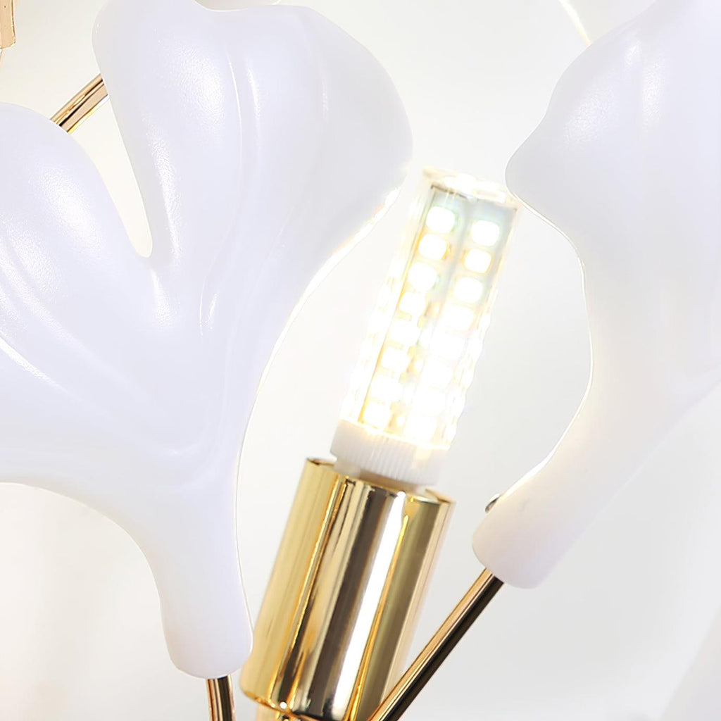 Wall Lamp Gingko Ceramic Petal Shades Gold Art Nouveau