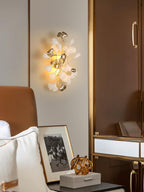 Wall Lamp Gingko Ceramic Petal Shades Gold Art Nouveau