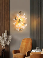 Wall Lamp Gingko Ceramic Petal Shades Gold Art Nouveau
