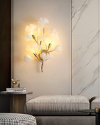 Wall Lamp Gingko Ceramic Petal Shades Gold Art Nouveau