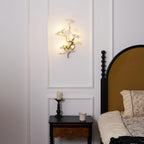Wall Lamp Gingko Ceramic Petal Shades Gold Art Nouveau