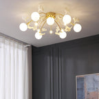 Olivia Nordic Multi Globe Metal/Ceramic Flush Mount Ceiling Light, White/Gold
