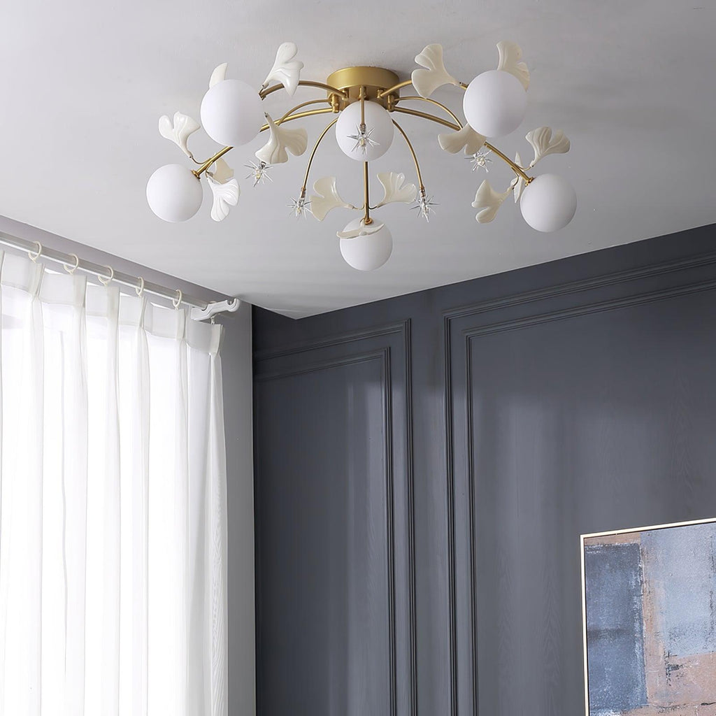Olivia Nordic Multi Globe Metal/Ceramic Flush Mount Ceiling Light, White/Gold