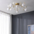 Olivia Nordic Multi Globe Metal/Ceramic Flush Mount Ceiling Light, White/Gold