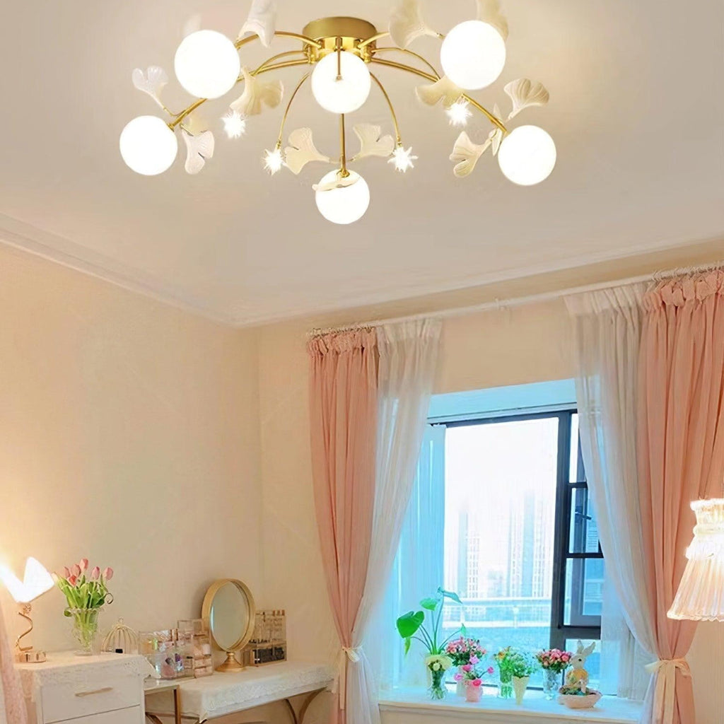 Olivia Nordic Multi Globe Metal/Ceramic Flush Mount Ceiling Light, White/Gold