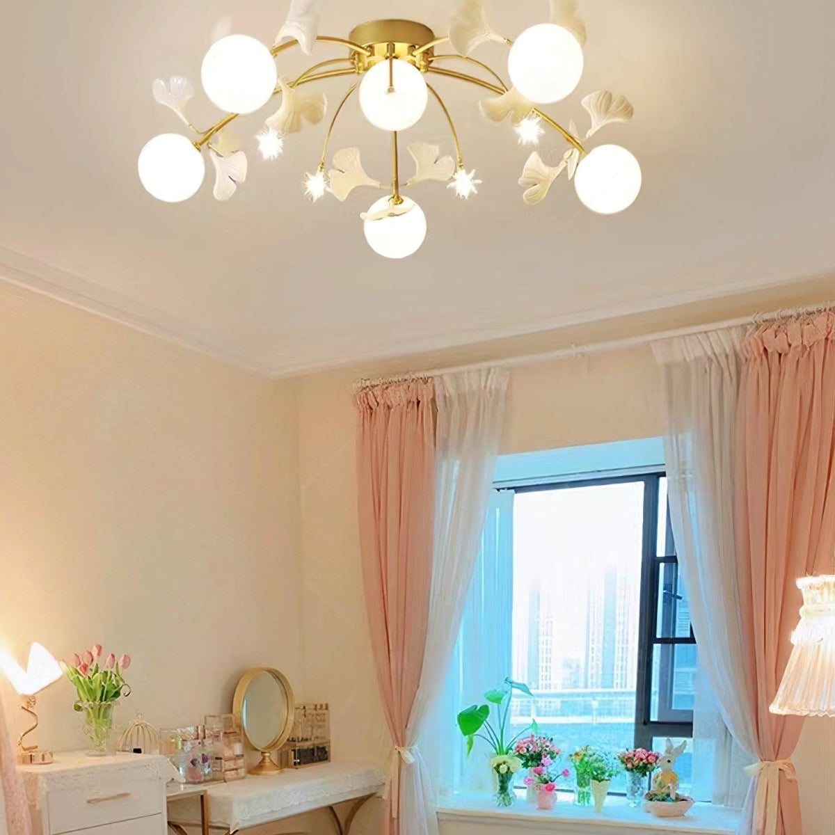 Olivia Nordic Multi Globe Metal/Ceramic Flush Mount Ceiling Light, White/Gold