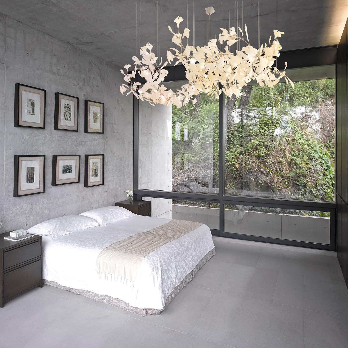Chandelier Metal Frame Ceramic Gingko Leaf Shade White Gold Modern