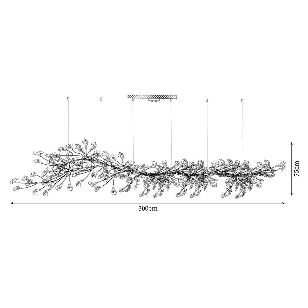 Chandelier Metal Frame Ceramic Gingko Leaf Shade White Gold Modern