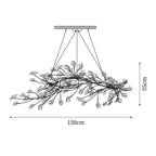 Chandelier Metal Frame Ceramic Gingko Leaf Shade White Gold Modern