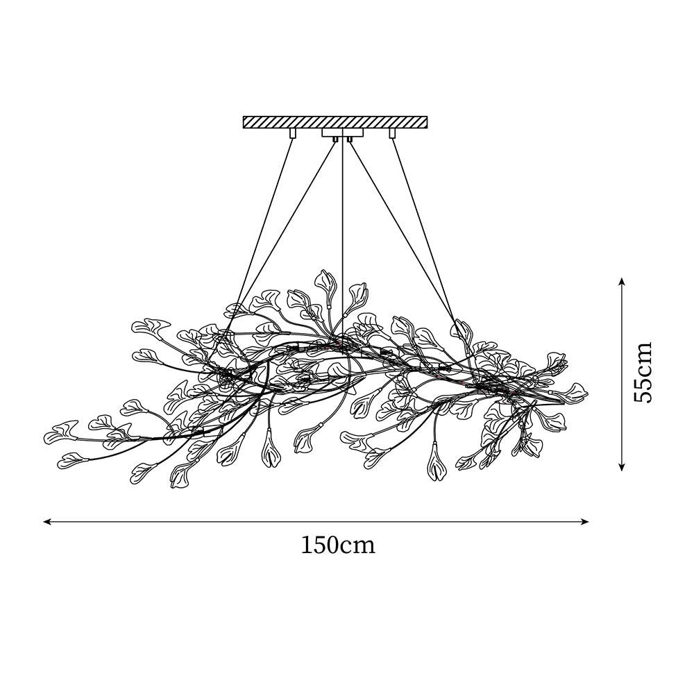 Chandelier Metal Frame Ceramic Gingko Leaf Shade White Gold Modern