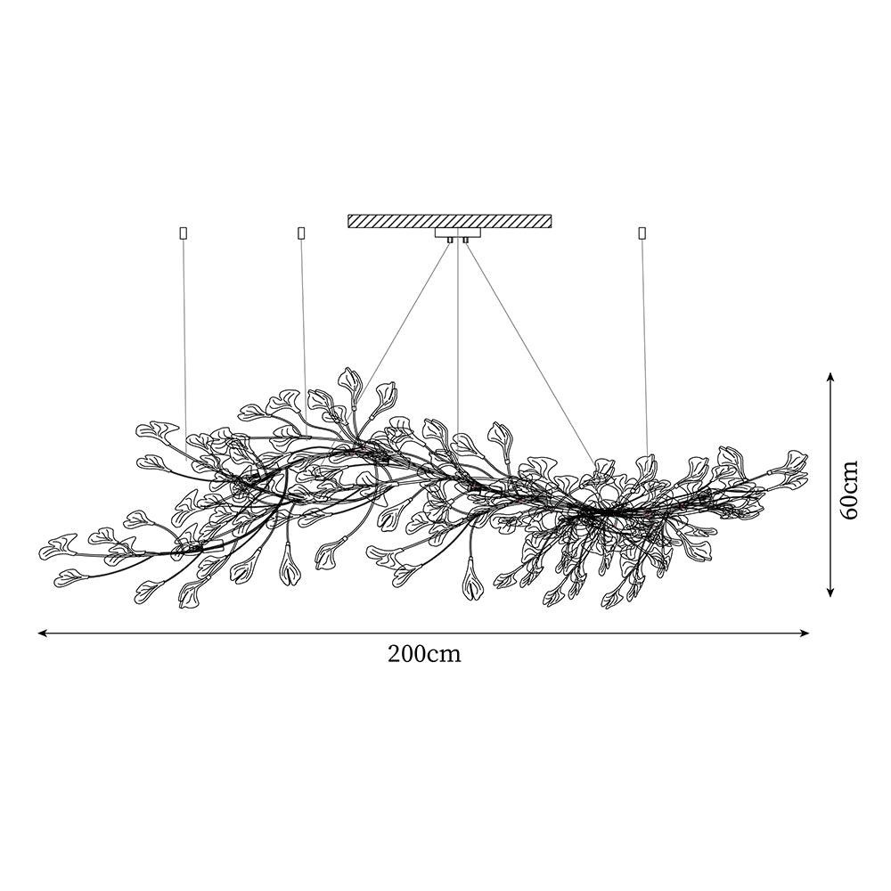 Chandelier Metal Frame Ceramic Gingko Leaf Shade White Gold Modern