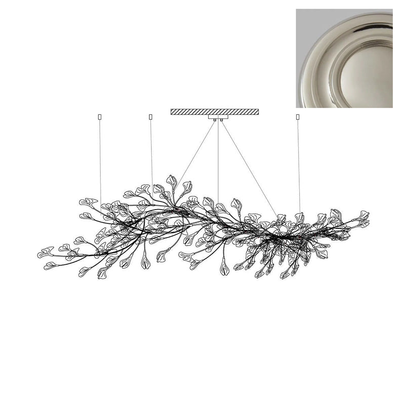 Chandelier Metal Frame Ceramic Gingko Leaf Shade White Gold Modern