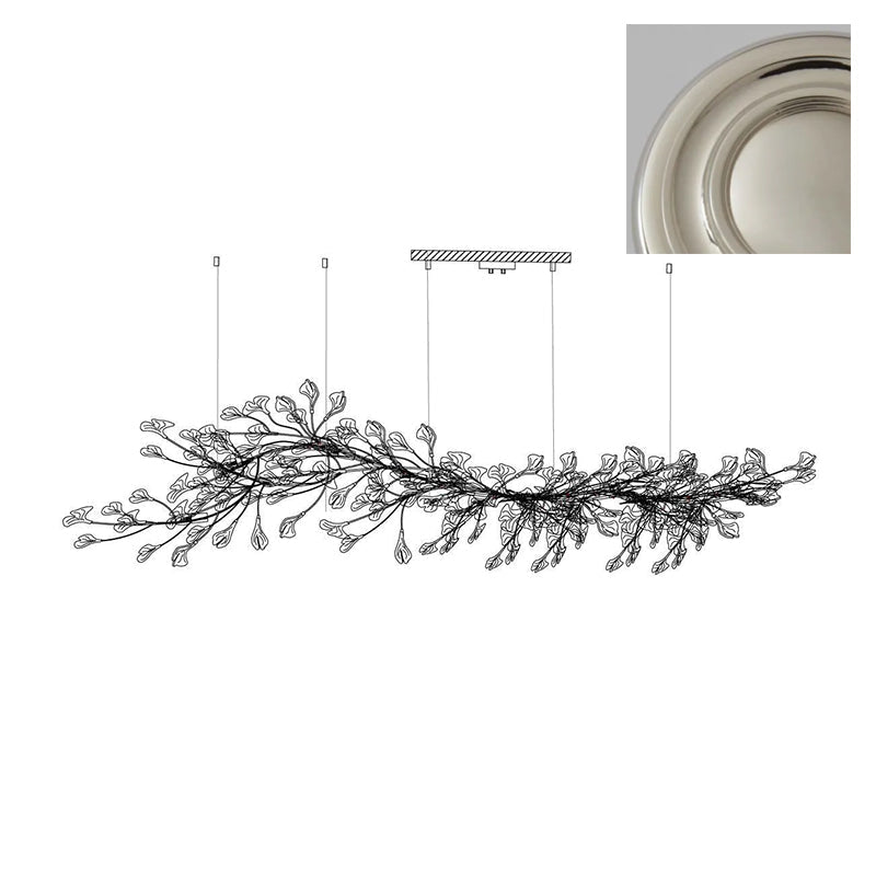 Chandelier Metal Frame Ceramic Gingko Leaf Shade White Gold Modern