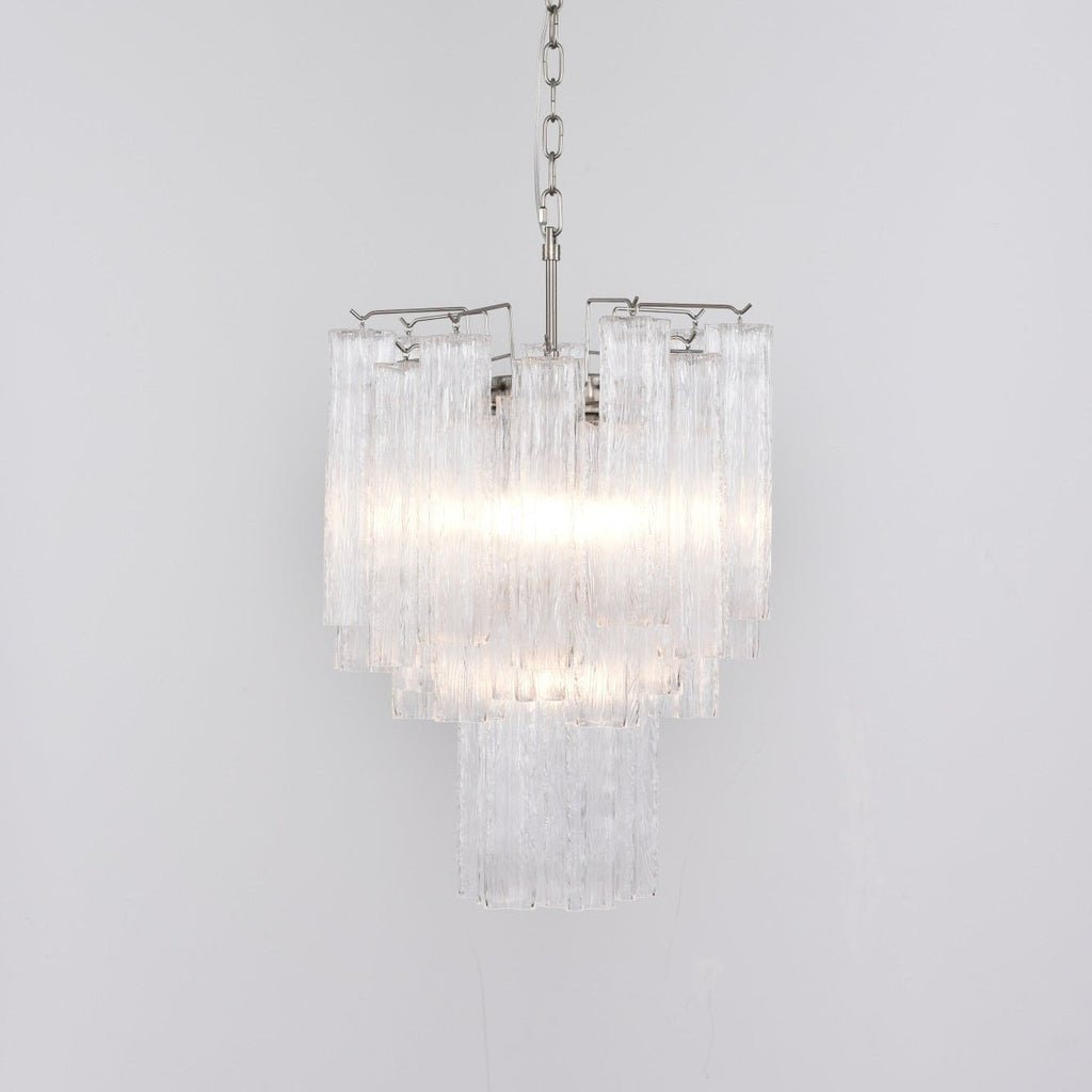 Aurora Chandelier Clear Murano Glass Tube Tiered Modern