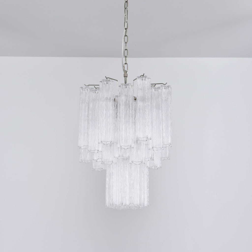 Aurora Chandelier Clear Murano Glass Tube Tiered Modern