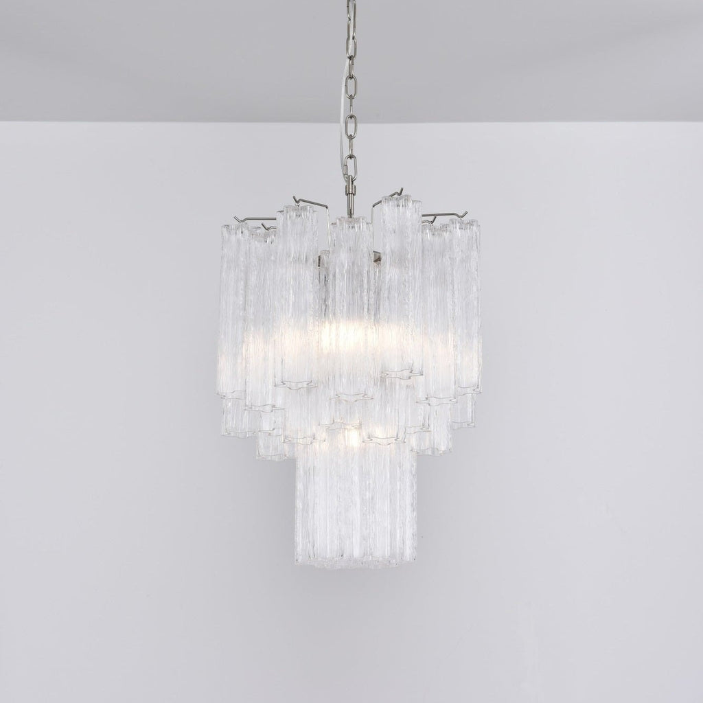 Aurora Chandelier Clear Murano Glass Tube Tiered Modern