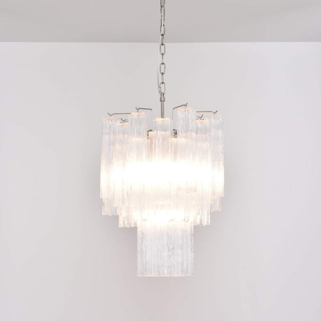 Aurora Chandelier Clear Murano Glass Tube Tiered Modern