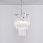 Aurora Chandelier Clear Murano Glass Tube Tiered Modern