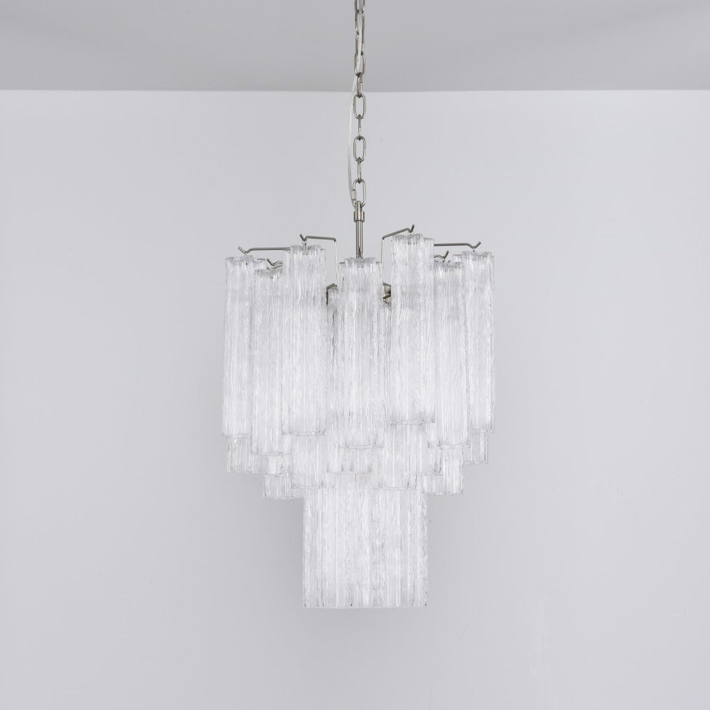 Aurora Chandelier Clear Murano Glass Tube Tiered Modern