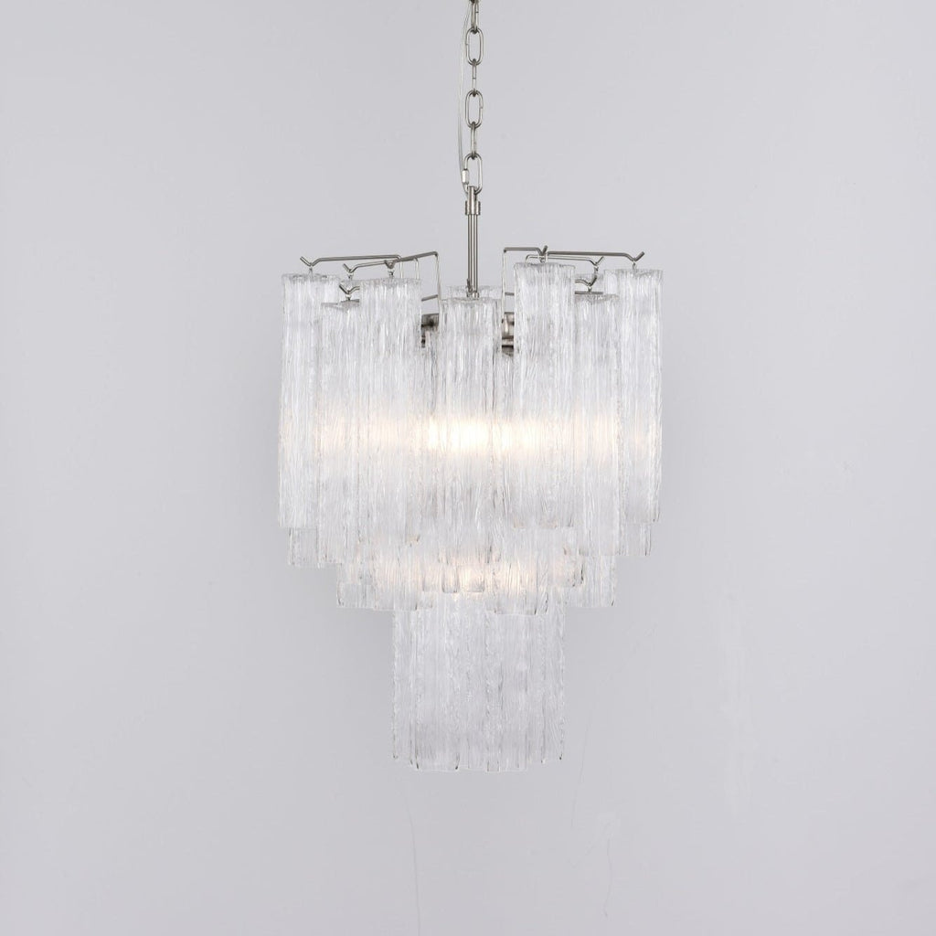 Aurora Chandelier Clear Murano Glass Tube Tiered Modern
