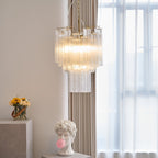 Aurora Chandelier Clear Murano Glass Tube Tiered Modern