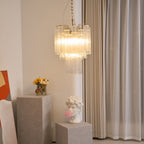 Aurora Chandelier Clear Murano Glass Tube Tiered Modern