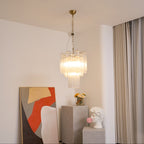 Aurora Chandelier Clear Murano Glass Tube Tiered Modern