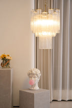 Aurora Chandelier Clear Murano Glass Tube Tiered Modern