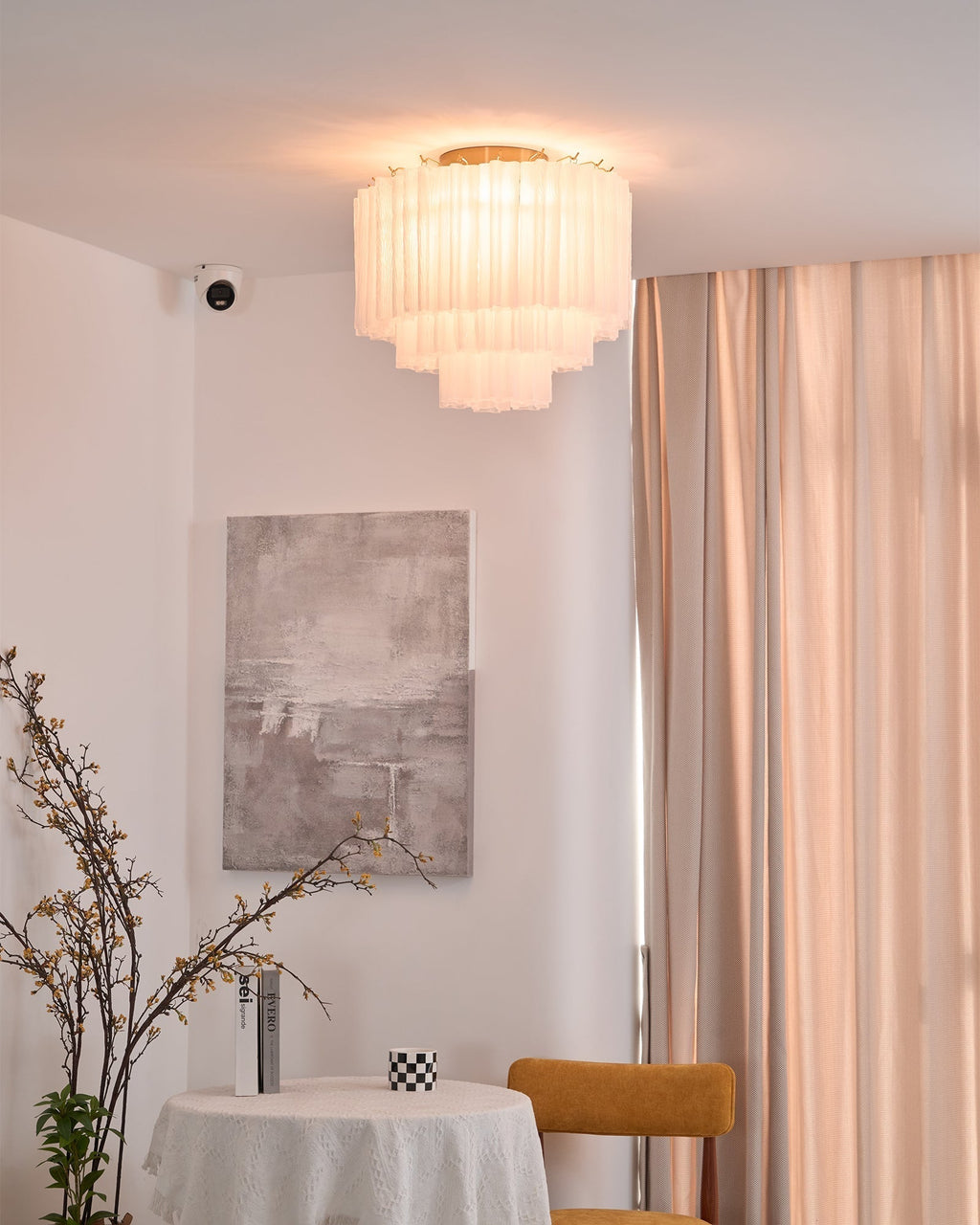 Aurora Ceiling Lamp White Murano Glass Layered Elegant Modern