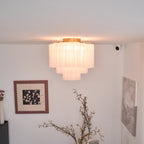 Aurora Ceiling Lamp White Murano Glass Layered Elegant Modern