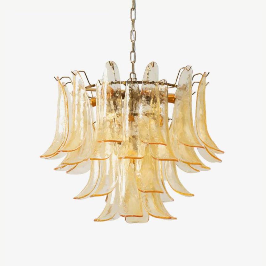 Aurora Chandelier Murano Glass Leaf Golden