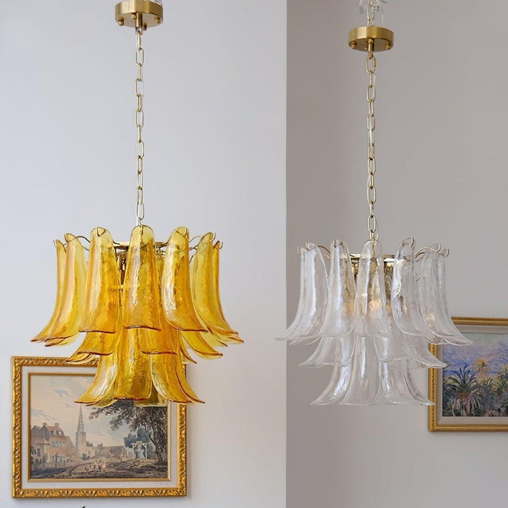 Aurora Chandelier Murano Glass Leaf Golden